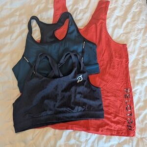 Peloton Red and Blue Activewear Set
